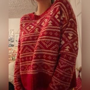 Red and white cozy and warm sweater!